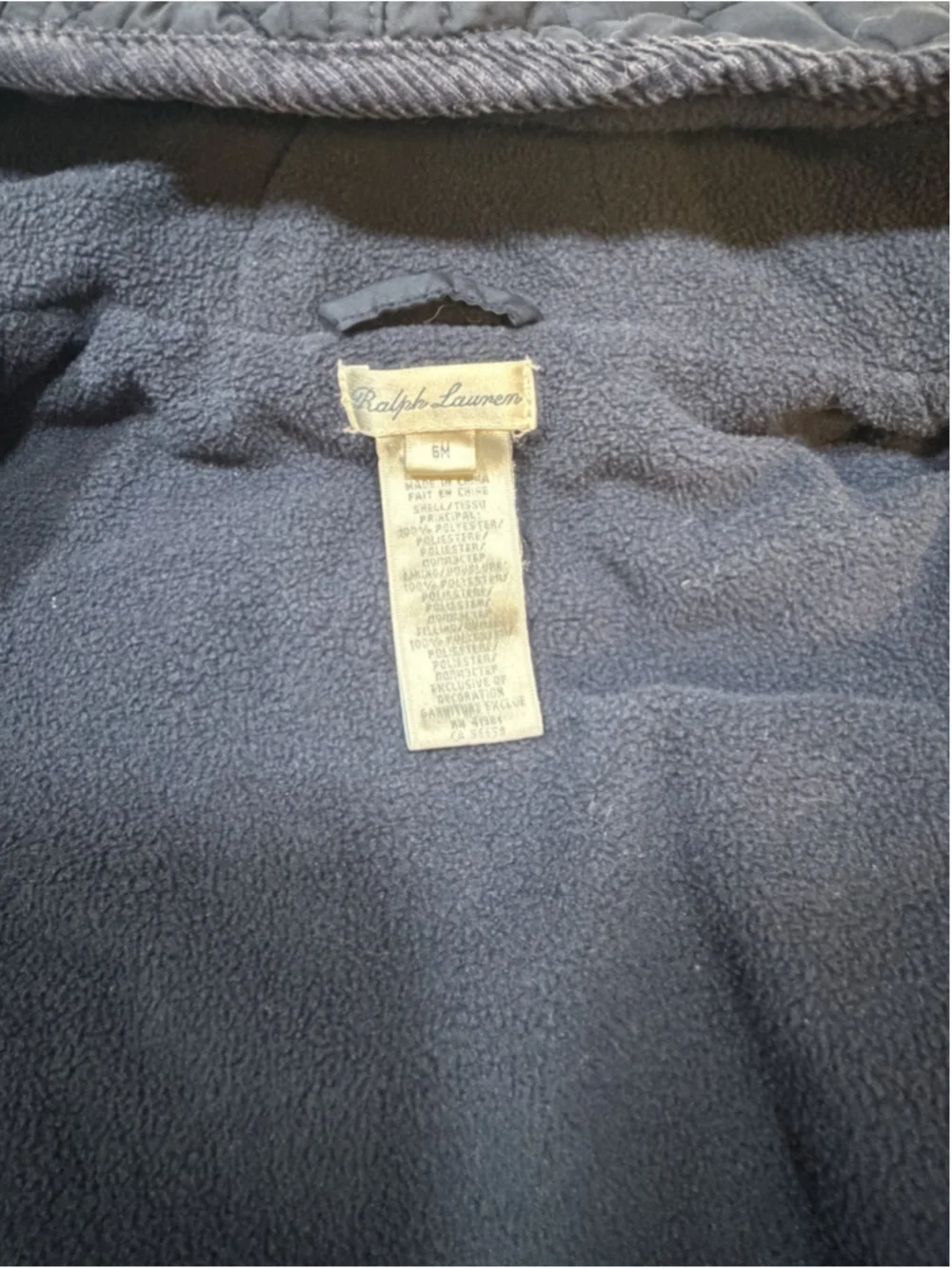 Polo Ralph Lauren Quilted Hooded Snowsuit Navy 6 Months Snap Front